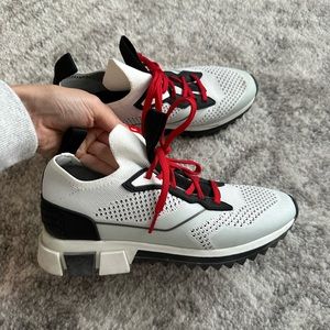 NWOT Steve Madden Sneakers - white/black with red laces